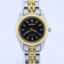 Popular Gold Lady Round Dial Hours Analog Wristwatch Adjust Band Ng12x