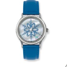 Postage Stamp Alaskan Snow Blue Leather Band Watch Ring