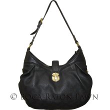Pre-owned Louis Vuitton Black Argent Mahina XS Hobo Shoulder Bag