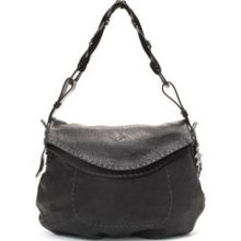 Preowned Henry Beguelin Distressed Black Leather Hobo Handbag