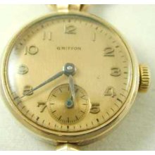 Pretty Vintage 9ct Gold Ladies Mechanical Griffon Wrist Watch Dated 1950