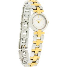 Pulsar Quartz Ladies White Dial Two Tone Cross Link Bracelet Watch