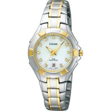 Pulsar Two-tone Swarovski Crystal Ladies Dress Watch Ph7240