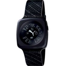 Puma Mens Block Buster Digital Display Black Ip Case Rubber Strap Watch