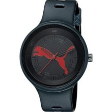 Puma Mens Slick Red Big Cat Black Dial Plastic Case Rubber Strap Watch