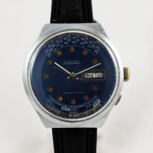 RAKETA Rare Vintage wristwatch Perpetual Calendar Amazing Blue Dial
