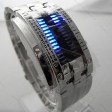 Rare Date Blue Led Digital Sports Stainless Wrist Watch