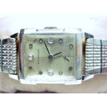 Rare Fancy Vintage 1950s Wittnauer By Longines Tutone Diamond Dial Watch Service