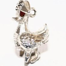 Rare Nuvo Pirate Duck Vintage Sterling Silver Bracelet Charm Crystal Set Moving