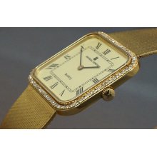 Rare Universal Geneve Solid 18k Gold & Diamond Mans Bracelet Watch, All Original