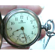 Rare Vintage 925 Sterling Silver Ag Prophete Pocket Watch England C1880 Works