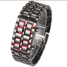 Red Led Digital Watch Lava Style Mens Sports Watch + Free Gift Box !