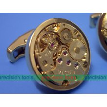Refer. 0806 Precision Watch Mechanical Movement 24k Champagne Plated Cufflink