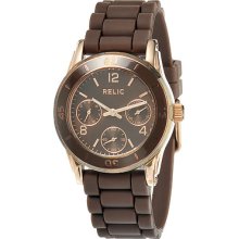 Relic By Fossil Womens Coffee Brown Strap Rose Gold Multifunction Watch Zr15654