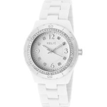 Relic By Fossil Womens Bella White Crystal Accents Glitz Watch Zr11898