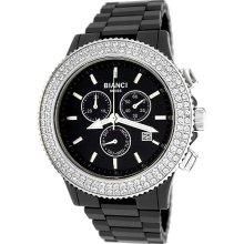 Roberto Bianci All Black Ceramic Unisex Watch with Zirconia Studded Bezel (black)