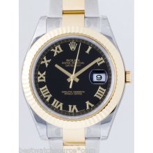 Rolex 116333 Datejust Ii Yellow Gold & Steel 41mm Black Dial B&p Retail $11,650