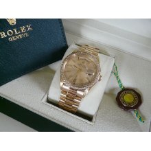 Rolex 18ct Gold Day Date Baton Dial & Diamond Bezel