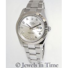 Rolex Datejust Ii 116334 V 18k Gold & Steel Diamond 41mm Mens Watch Box & Papers