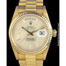Rolex Day Date President 18038 18k Tiffany Tapestry Dial Unpolished
