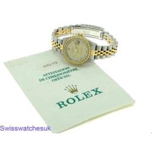 Rolex Ladies Datejust Steel Gold Diamonds Ladies Watch