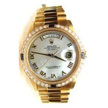 Rolex Like New Double Quick President W/ MOP Roman Dial and Diamond Sapphire Bezel 90's