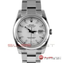Rolex Men's New Style Datejust SS 116200 White Stick Dial Oyster