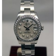 Rolex Mid Size Datejust Model 178384 Mop Diamond Dial And Bezel Serial