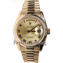 Rolex President Mens Unused New Style Heavy Band Model 118238 w/ Champagne Stick Luminescent Markers