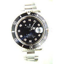 Rolex Unused Steel Model Submariner W/ Black Bezel w/ Custom Made Oynx Stone Diamond Dial