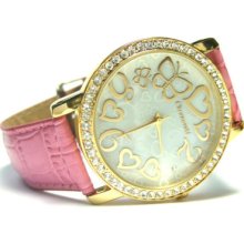 Rosepink Strap Hearts & Butterfly Gold-plate Watch Brg6