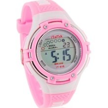 Round Dial Digital Watch with Plastic Strap (Pink)