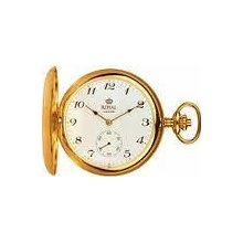 Royal London Full Hunter Pocket Watch 90013-02 Gold Plated Quartz Movement