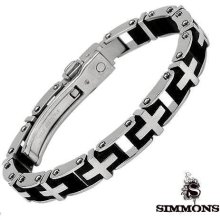 Russell Simmons Brand New Diamond Cross Bracelet in Stainless Steel