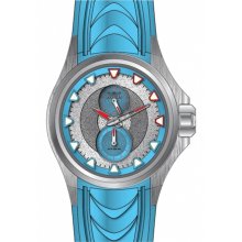 S1 Rally Stainless Steel Case Light-blue Rubber Bracelet Silver Tone D