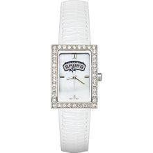 San Antonio Spurs Ladies Allure Watch White Leather Strap