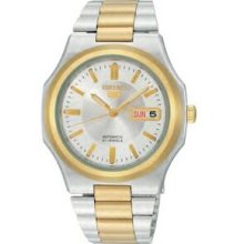 Seiko 5 Men`s 2 Tone Automatic Watch W/ Silver Dial