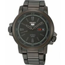 Seiko 5 Men`s Sports Automatic Black Stainless Steel Link Bracelet Watch