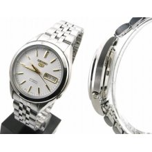 Seiko 5 Silver Dial Automatic 21 Jewels Men's Snkl17 With Box And Warranty