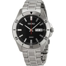 Seiko Black Dial Stainless Steel Mens Watch Sgga75