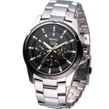 Seiko Criteria Solar Sprot Chronograph Watch Black Gold Sne117p1