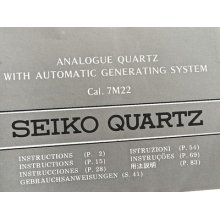 Seiko Instructions Booklet Analogue Quartz With Automatic Generating System 7m22