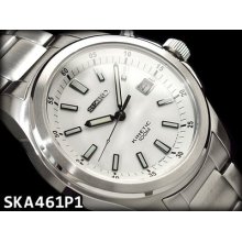 Seiko Mens Kinetic White Face Steel Watch Ska461 Ska461p1 Warranty,box, Rrp:Â£230