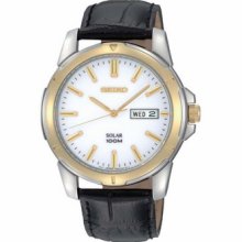 Seiko Mens Oval Leather Band Watch