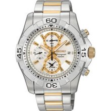 Seiko Men's Two Tone Stainless Steel Alarm Chronograph SNAE27