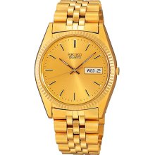 Seiko Men's Watch w Gold-Tone Dial and Bracelet Finish