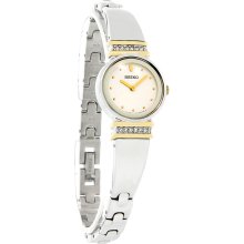 Seiko Quartz Ladies Crystal Two Tone Bangle Bracelet Dress Watch SUJG32 New
