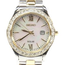 Seiko Solar 3-hand With Date Two-tone Women's Watch Sut074