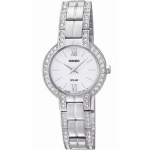 Seiko Sup199 White Dial Stainless Steel Swarovski Crystal Watch