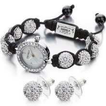 Shimla Jewellery Shimla Gift Set Women's Quartz Watch With Mother Of Pearl Dial Analogue Display And Silver Stainless Steel Plated Bracelet Sh 043G